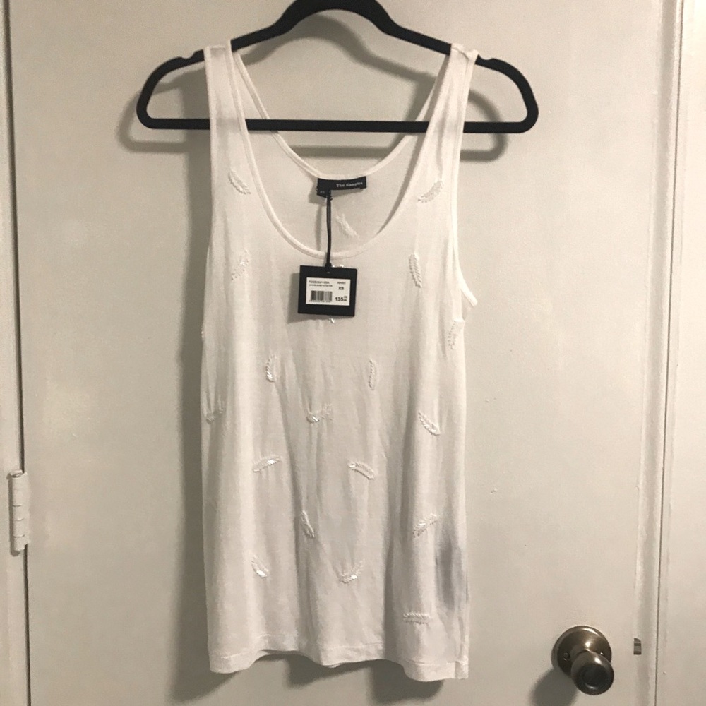 The Kooples Beaded Feather Tank Top